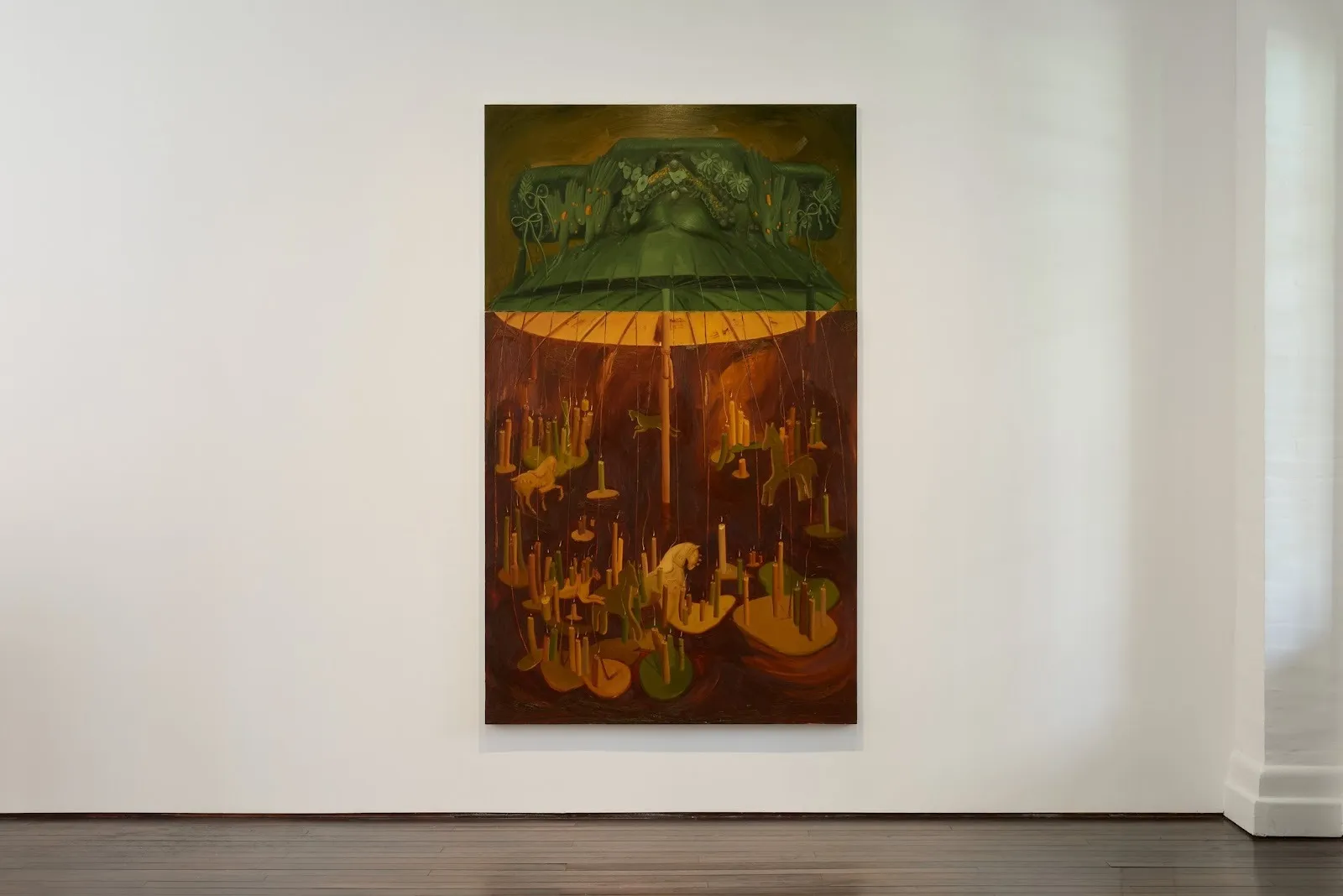Installation view of Dominique Fung: Beneath the Golden Canopy. Courtesy of the artist and MASSIMODECARLO.