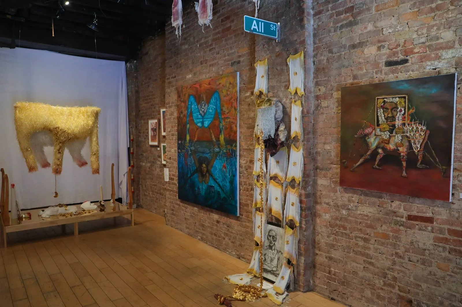 Installation view of Annu Yadav: Gold God Meat, courtesy of the artist and All Street Gallery.