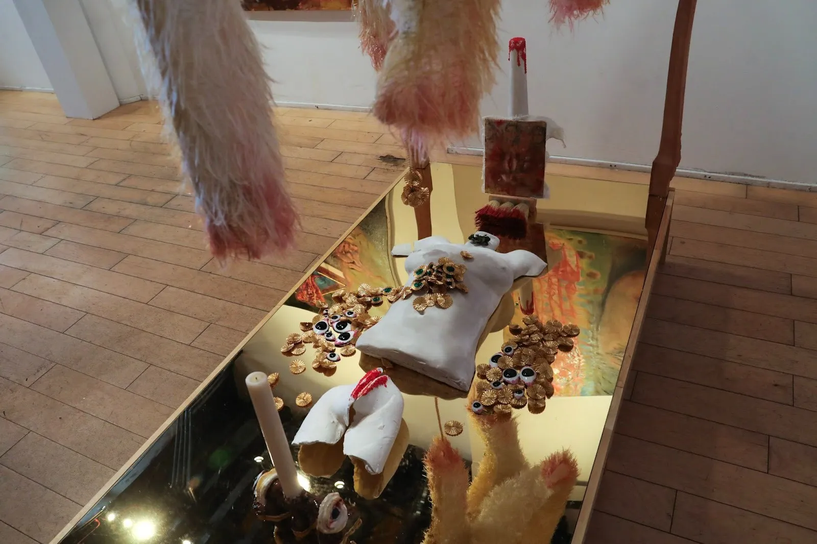 Installation view of Annu Yadav: Gold God Meat, courtesy of the artist and All Street Gallery.