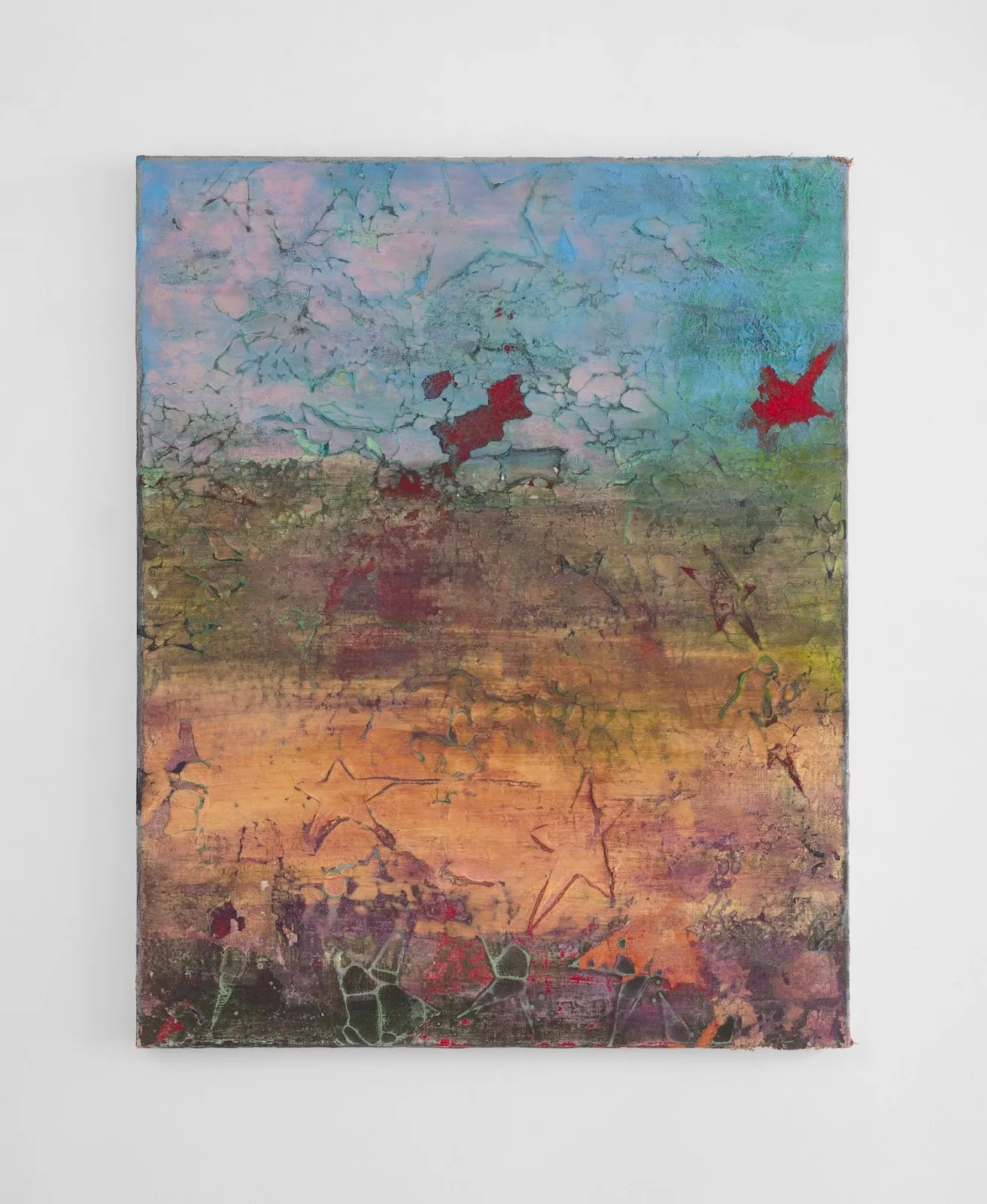 Jan Dickey, textured abstract painting in solo exhibition the high collapse at 5-50 gallery, horizon.