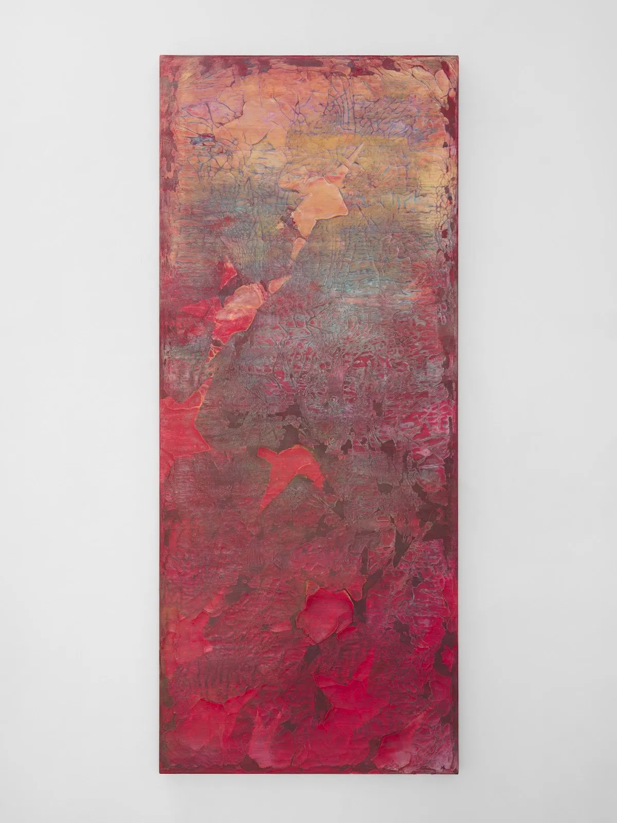 Jan Dickey, textured abstract painting in solo exhibition the high collapse at 5-50 gallery, blood horizon.