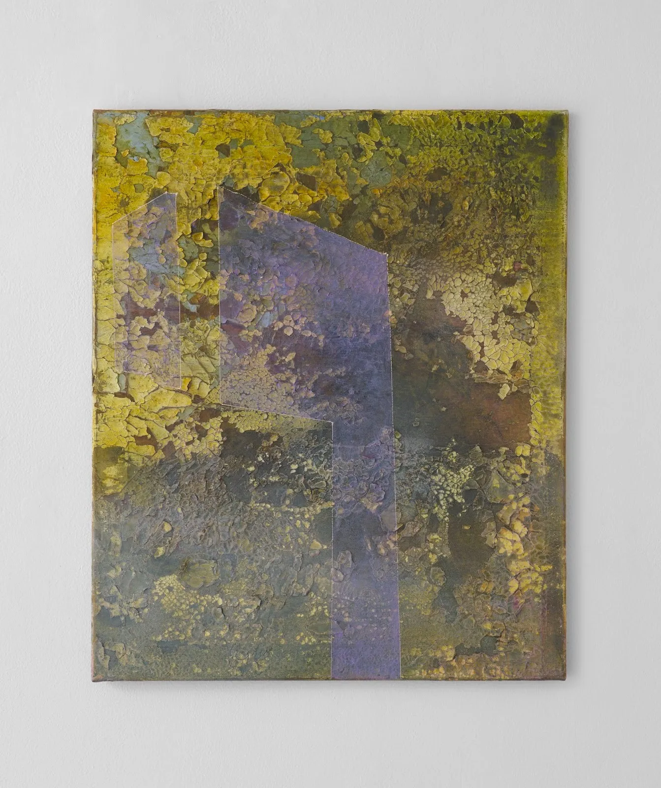 Jan Dickey, textured abstract painting in solo exhibition the high collapse at 5-50 gallery, wood warbler.