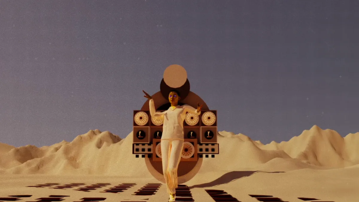 Ari Melenciano, Cosmeage (2025). 3D rendered animation film, dimensions variable. Courtesy of the artist.