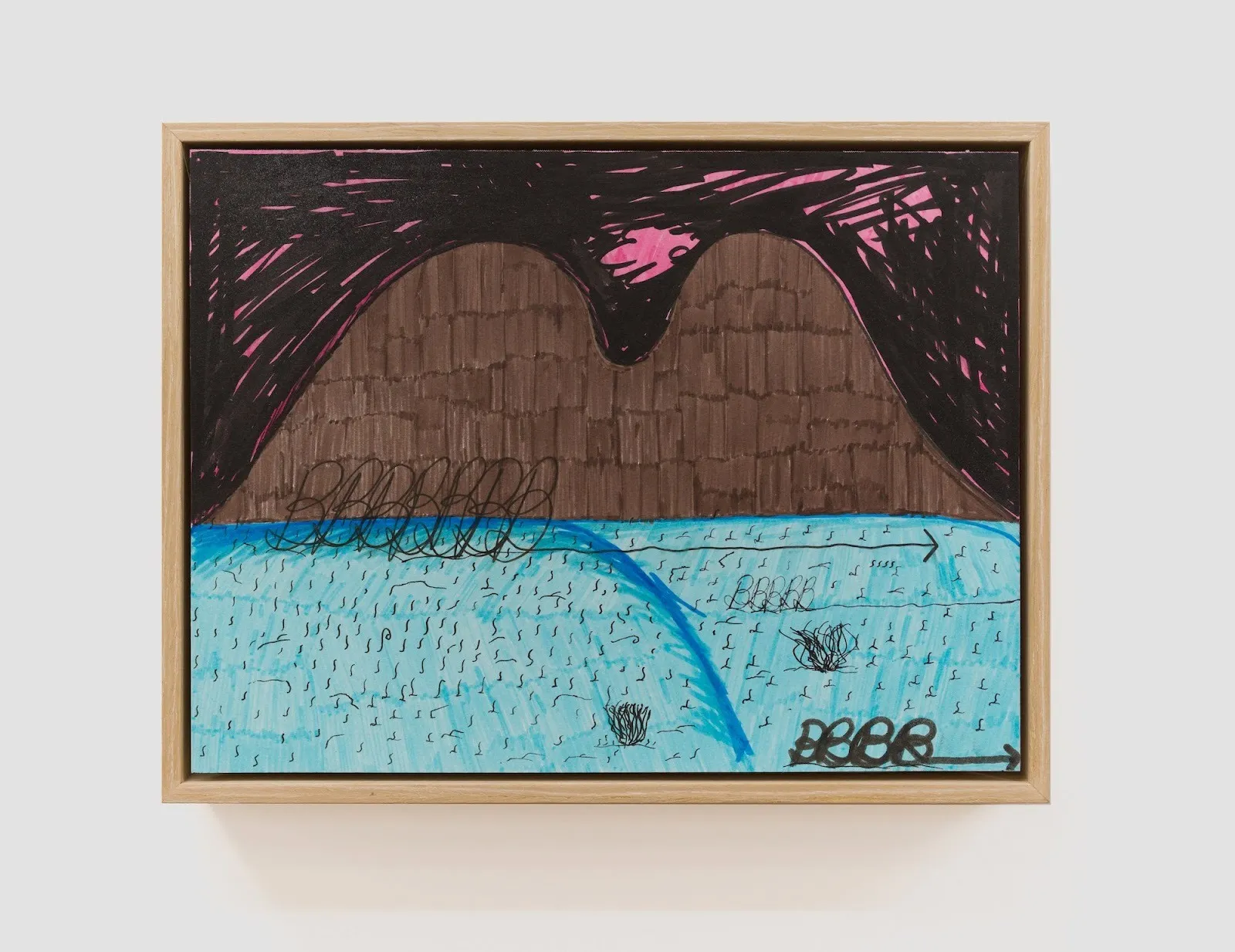 Bryan Castro, Mouth’s Mountain (2023–25). Water-based/pigment-based ink on paper, frame, 10 x 13 inches. Courtesy of the artist and D.D.D.D.