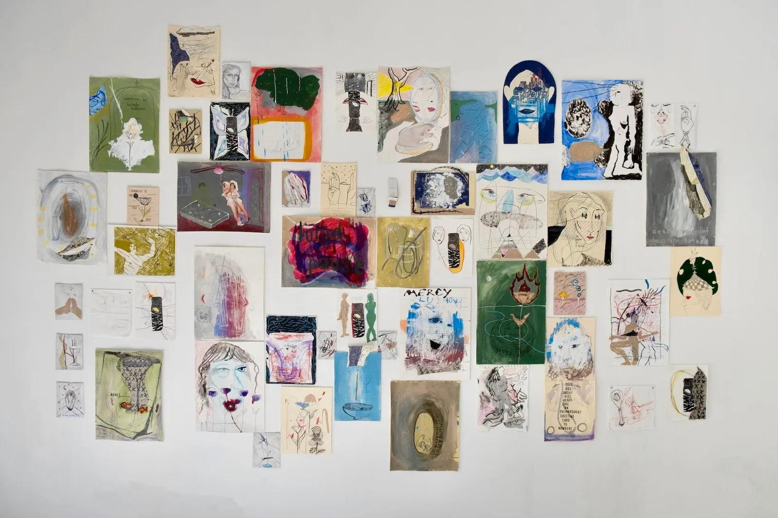 Installation view of Mercy Clubhouse at Spill 180. The exhibition presented 54 collaborative new works by Agnes Walden & Creighton Baxter. Image courtesy of the artists.