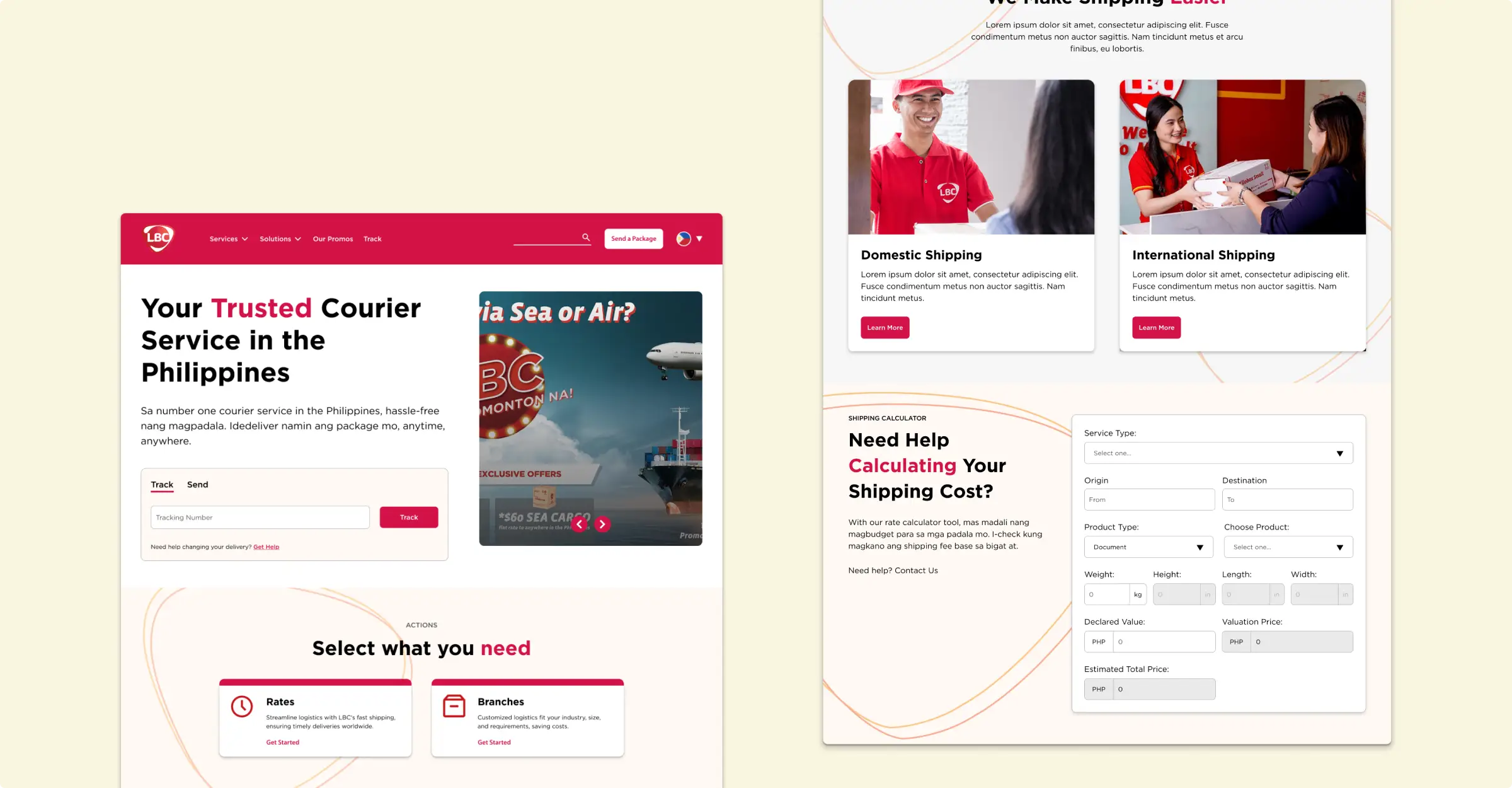 Desktop and mobile designs are side by side