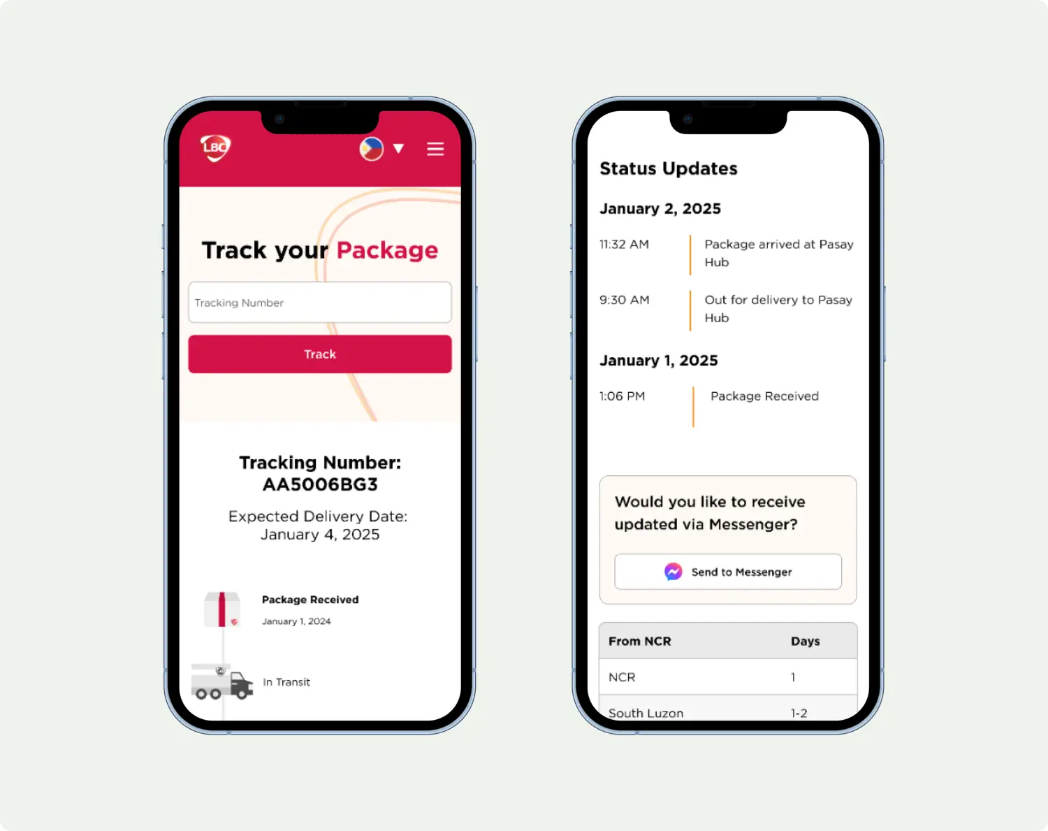 Desktop and mobile designs are side by side