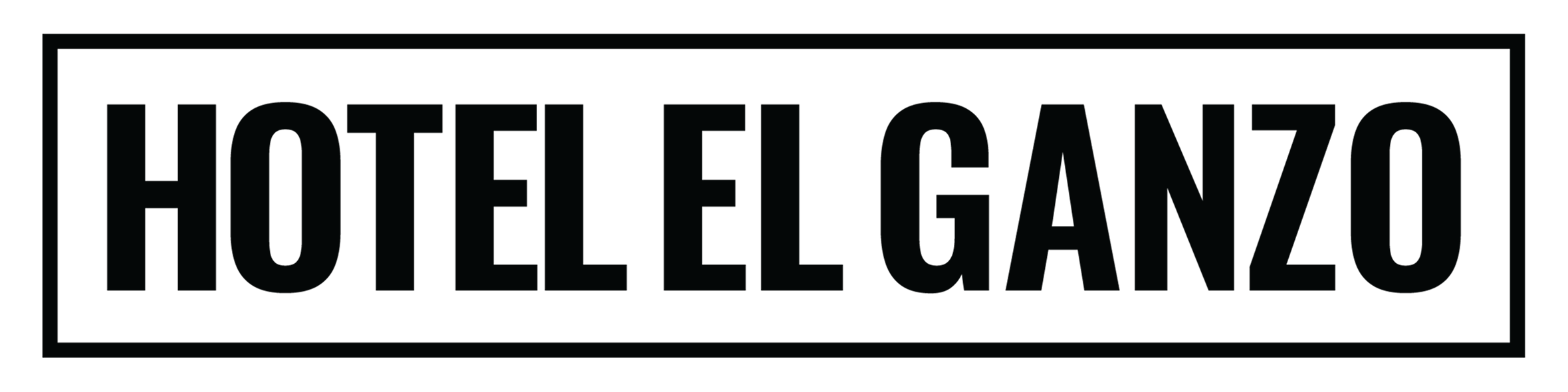 Hotel El Ganzo logo in bold black letters inside a rectangular border.