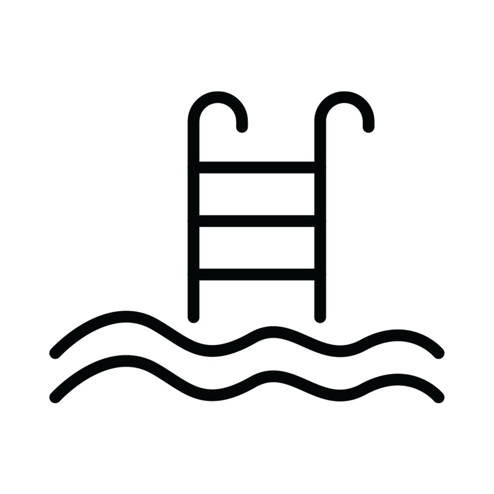 Icon of a swimming pool ladder with water waves.