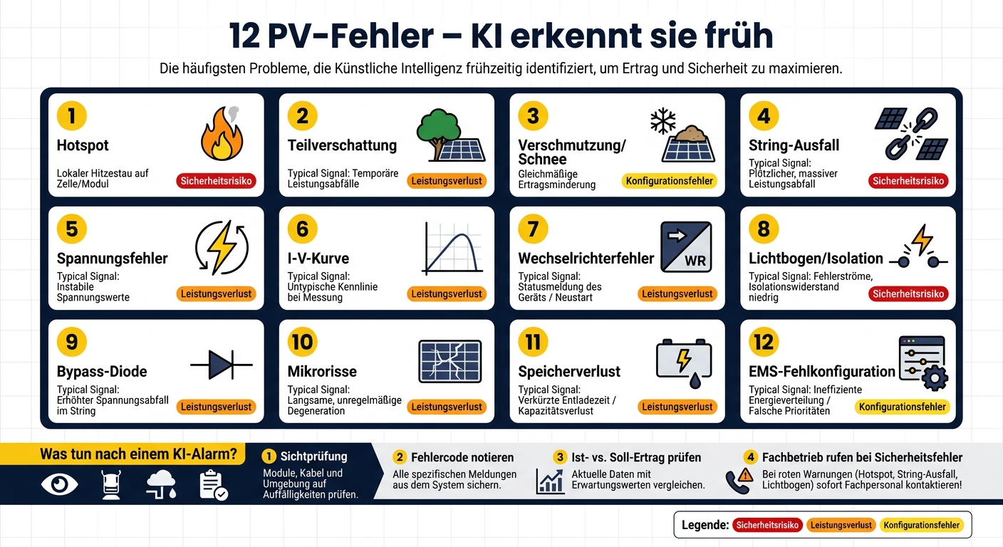 12 PV-Fehler: Signale, Folgen & Maßnahmen im Überblick