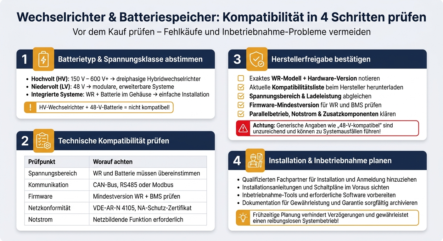 PV-Speicher Kompatibilität: 4-Schritte-Prüfliste vor dem Kauf