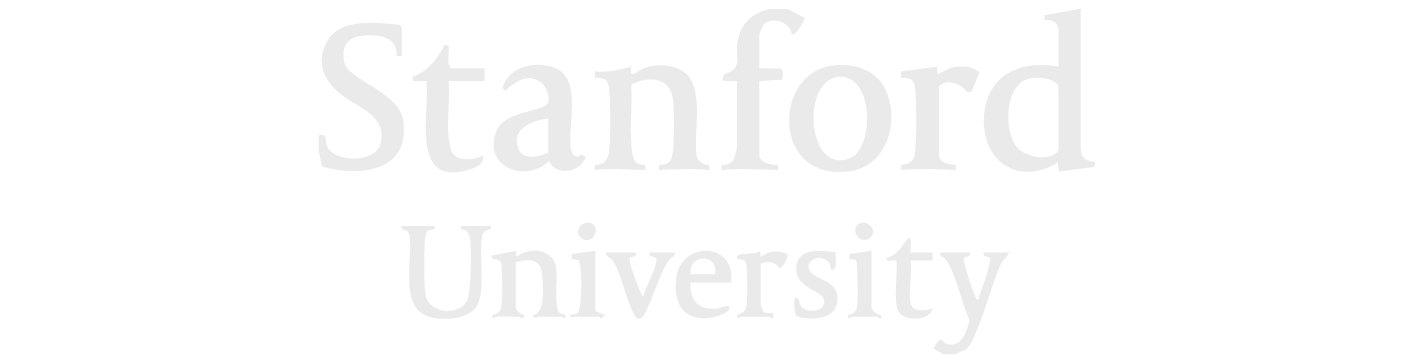 Stanford University text logo in white on black background.