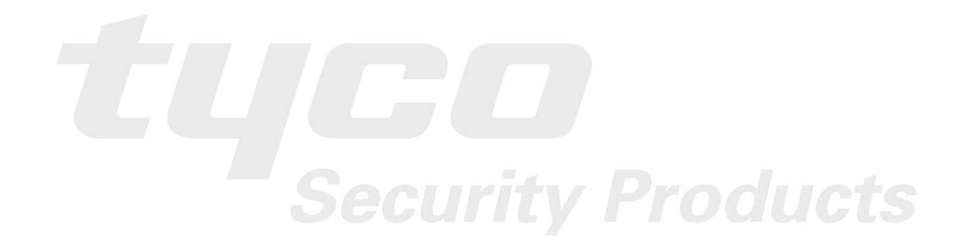 Tyco Security Products logo in white text on black background.