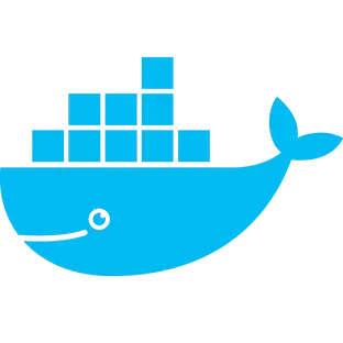 Docker logo featuring a blue whale carrying containers.