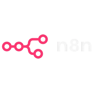 n8n logo with stylized red branching nodes on dark blue background.