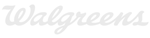 Walgreens brand logo in white script font.
