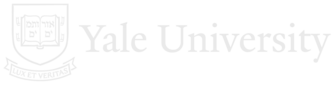 Yale University logo featuring the word 'YALE' in bold uppercase letters inside a shield outline.