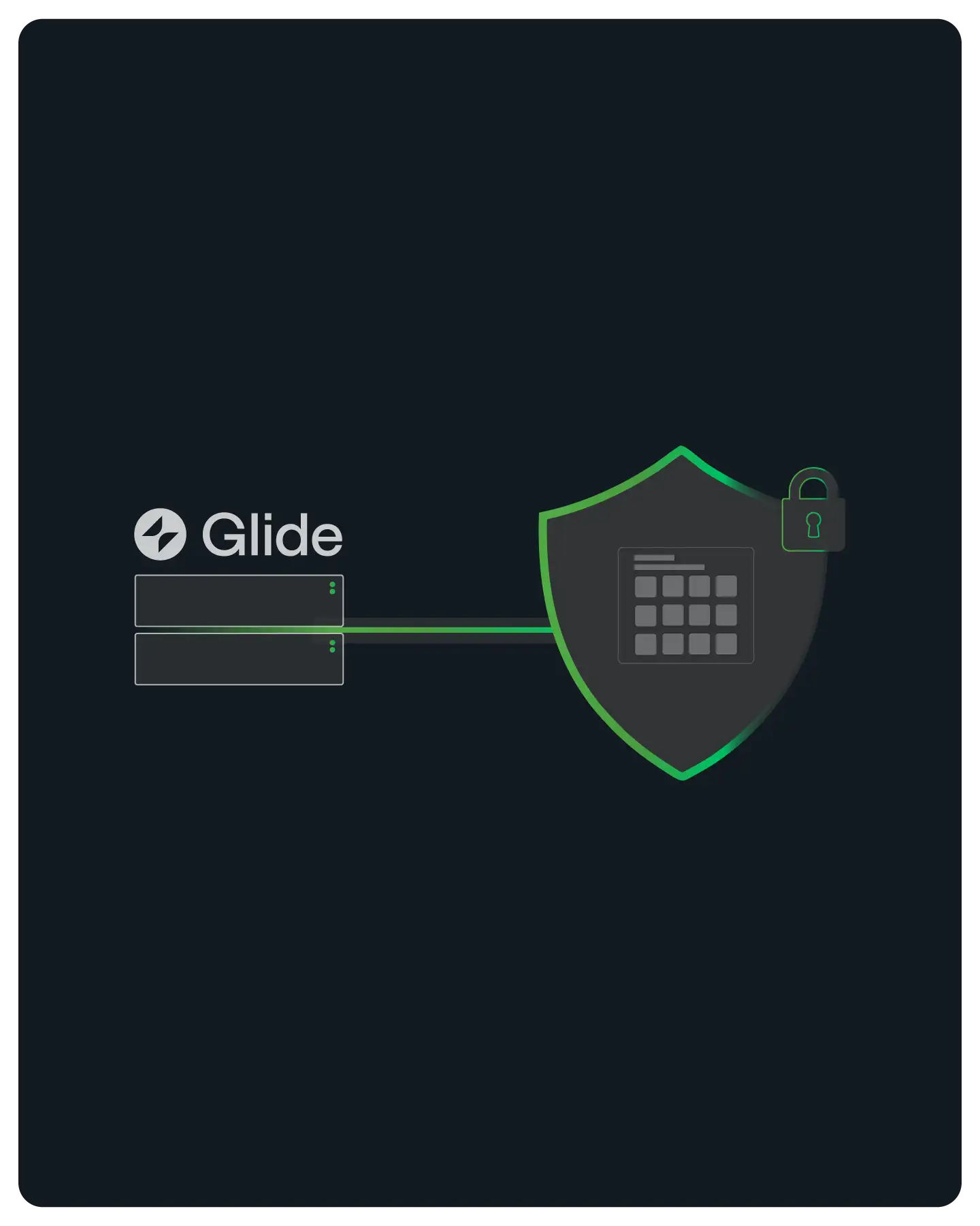 A Glide app calling a relay function that egresses through QuotaGuard's two static IPs to reach an allowlisted API