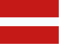 Flag with two horizontal red stripes separated by a wide white stripe with a thin black line in the middle.