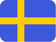 Swedish flag with a yellow Nordic cross on a blue background.