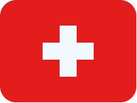 Swiss flag with a white cross on a red background with rounded corners.