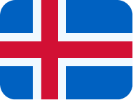Flag of Iceland with a blue field, white cross, and red cross inside the white cross.
