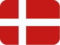 Flag of Denmark with a white Scandinavian cross on a red background.
