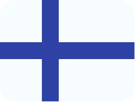 Flag of Finland with a blue Nordic cross on a white background.