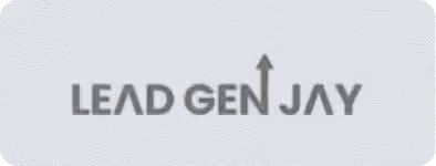 Text 'LEAD GEN JAY' with an upward arrow integrated into the letter 'N'.