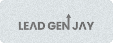 Text 'LEAD GEN JAY' with an upward arrow integrated into the letter 'N'.