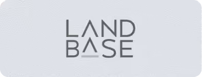 Text logo reading LAND BASE in stylized uppercase letters on a light textured background.