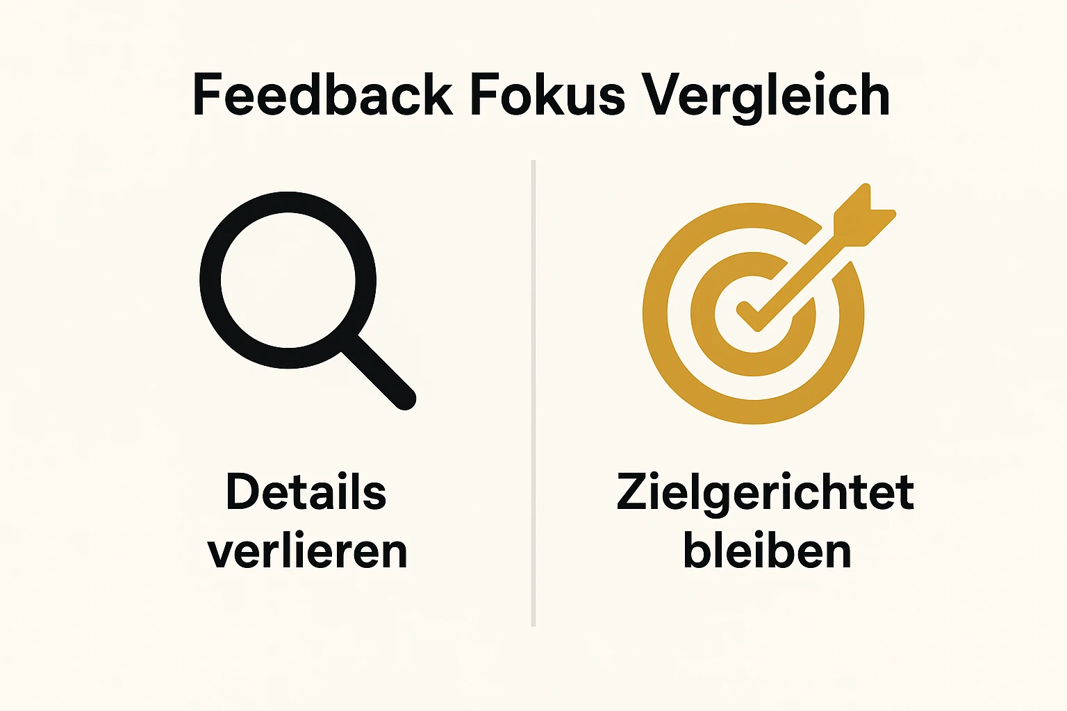 Grafik, die den Unterschied zwischen Detailverliebtheit und strategischem Fokus beim Feedback für ein Manuskript verdeutlicht.