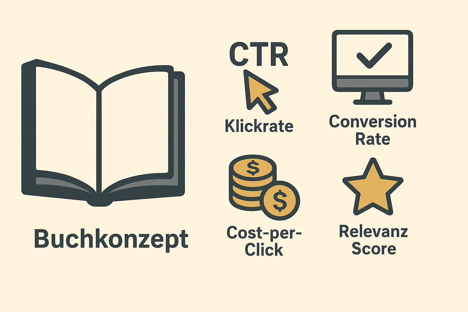 Grafik zentraler Kennzahlen zur Bewertung von Buchkonzepten vor dem Launch