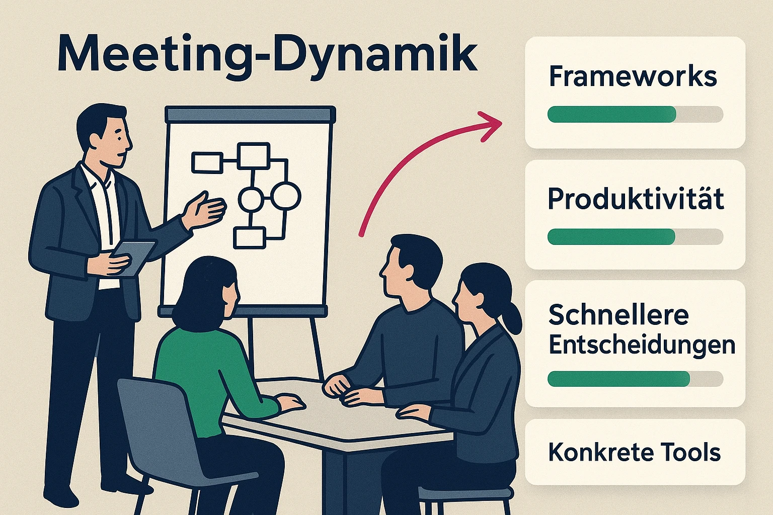 Zeigt, wie Autoren Meetings strukturieren, konkrete Frameworks liefern und die Entscheidungsqualität spürbar erhöhen.
