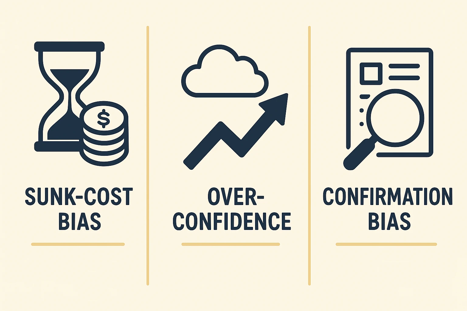 Diese Grafik erklärt drei häufige Denkfehler, die Unternehmer dazu verleiten, in die Buch-Rettungsfalle zu tappen.