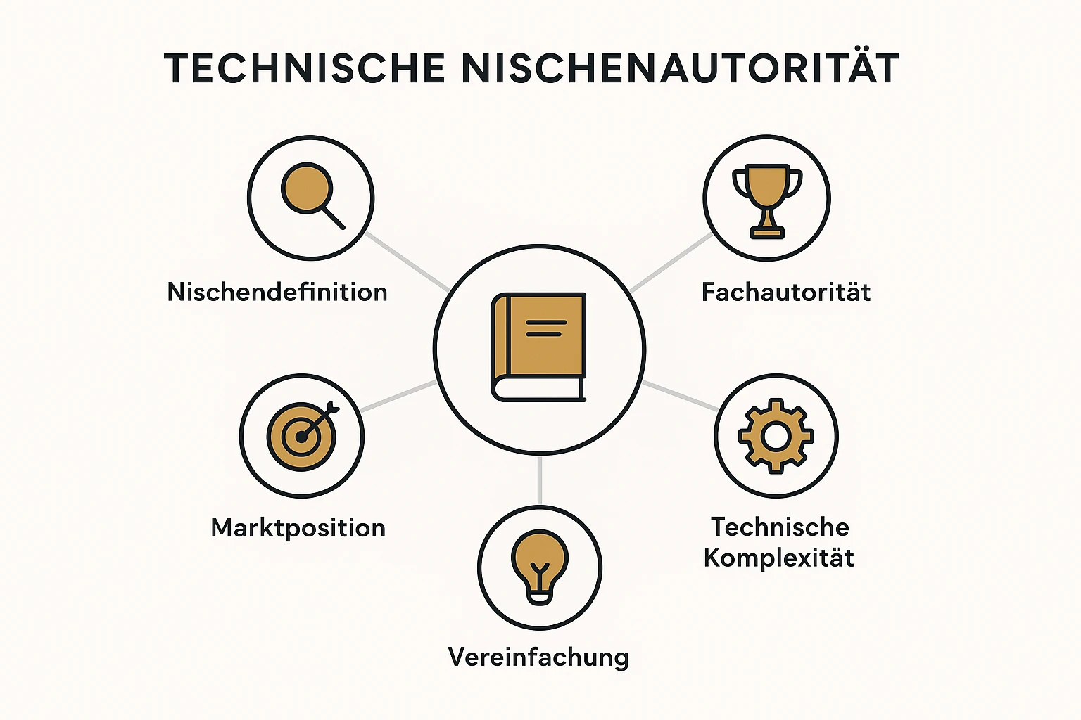 Visualisiert das 'Technical Niche Authority Blueprint' als strukturierte Framework-Karte für Unternehmer, die in komplexen technischen Märkten mit einem Buch Autorität etablieren wollen.