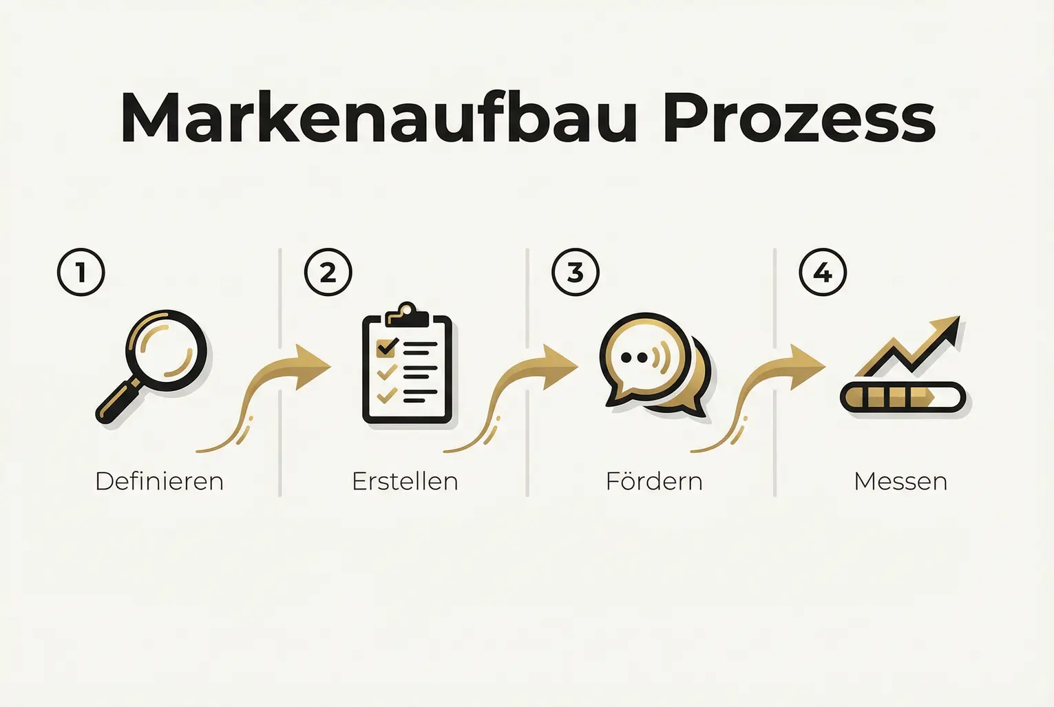 Ein klarer Aufbau-Prozess: vier praxisnahe Schritte, um eine Personenmarke systematisch aufzubauen und später in der Rekrutierung zu nutzen.