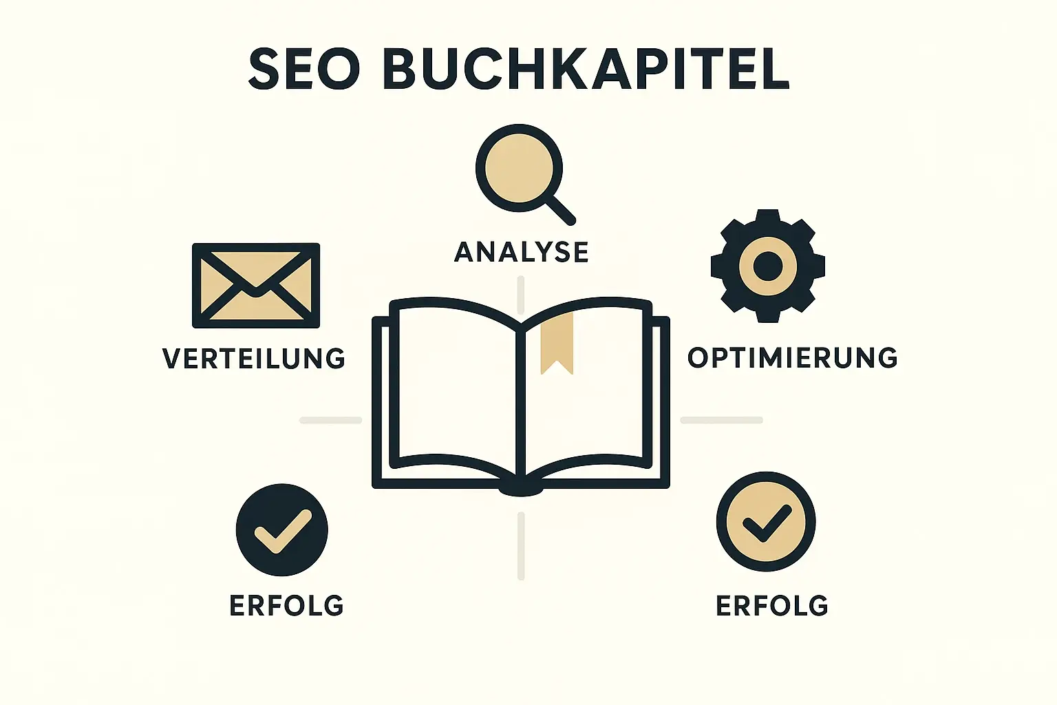 Diese Grafik veranschaulicht die wichtigsten Phasen des SEO-optimierten Content-Recyclings für Buchkapitel und deren Nutzen für Sichtbarkeit und Erfolg.