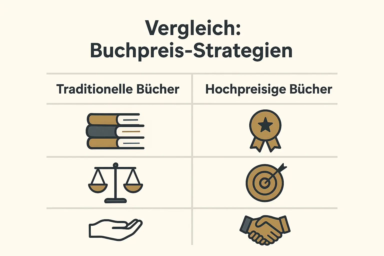 Das Bild verdeutlicht die strategischen Vorteile hochpreisiger Bücher gegenüber traditionellen Büchern bei der Anziehung hochwertiger Partner und Investoren.
