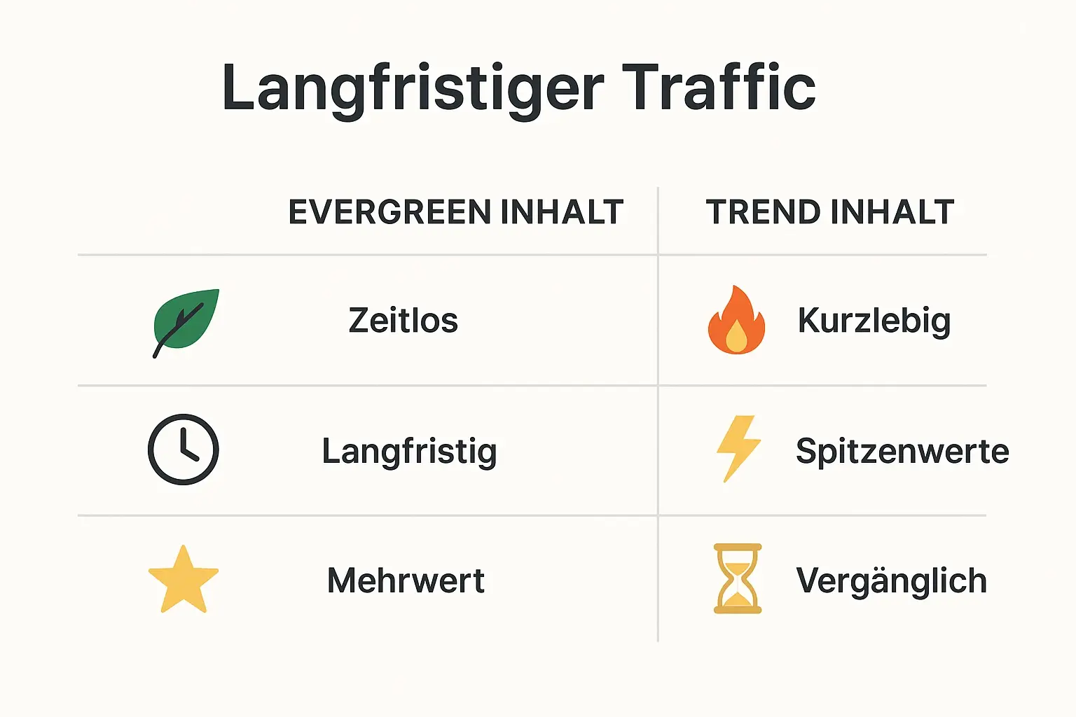 Abbildung, die den Schritt-für-Schritt-Prozess von der Buchinhaltsprüfung bis zur Verlinkung der Blogartikel für besseren Traffic erläutert.