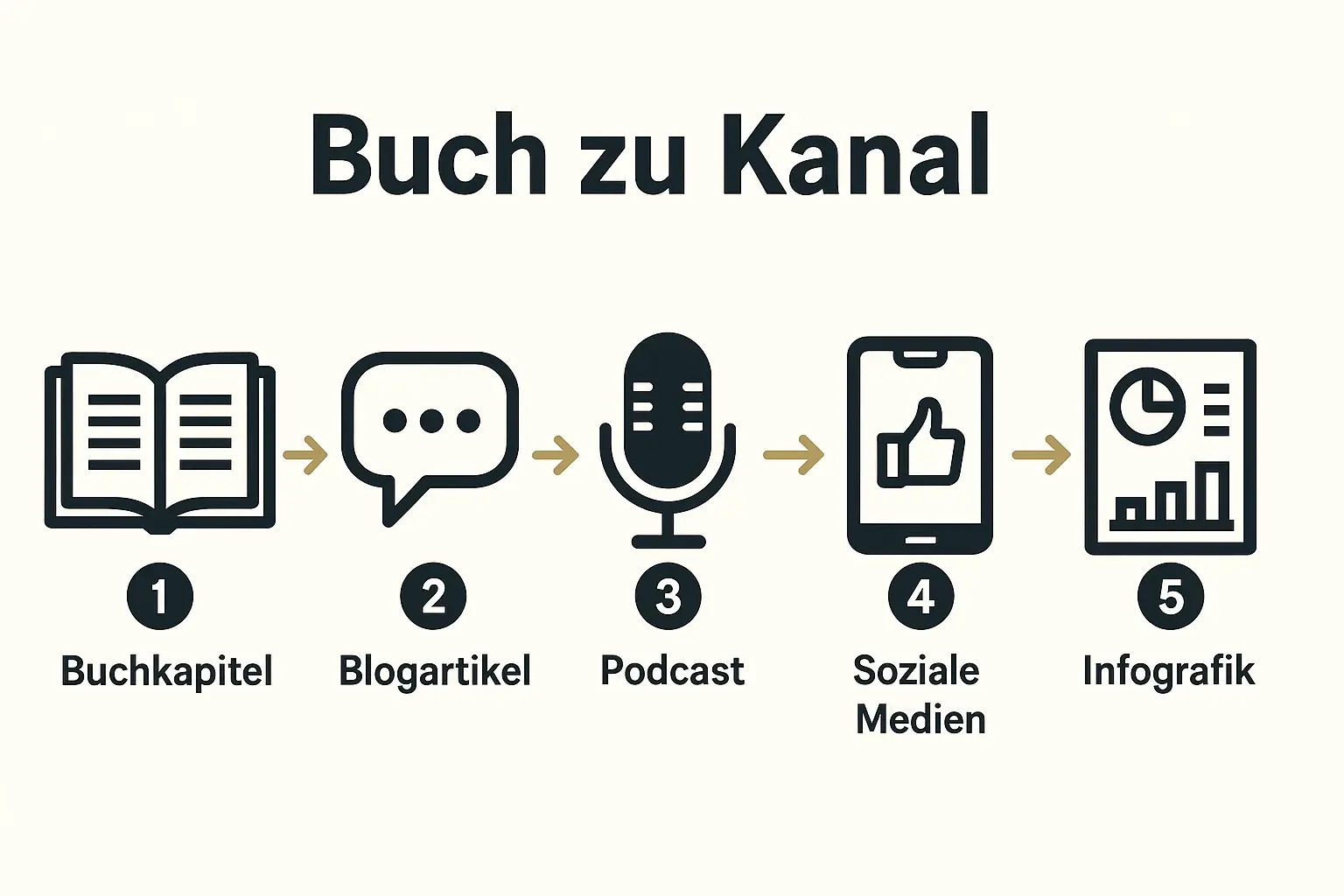 Visualisierung des Prozesses, wie Buchinhalte strukturiert und konsistent für verschiedene Kanäle aufbereitet werden.