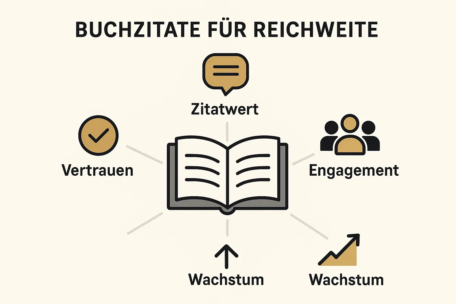 Dieses Bild veranschaulicht die zentrale Bedeutung von Buchzitaten als Micro-Content, um Reichweite, Engagement und Vertrauen auf Social-Media-Plattformen zu steigern.