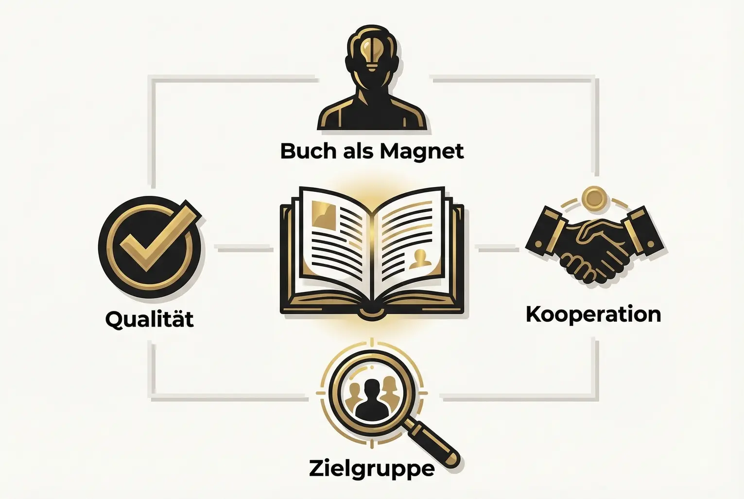 Ein Buch fungiert als zentrales Autoritätsinstrument, das Gründer, strategische Partner und die ideale Zielgruppe wie ein Magnet anzieht.