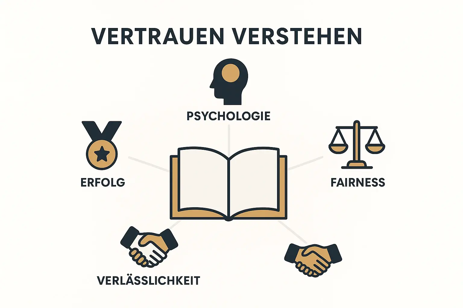 Dieses Bild erklärt die psychologischen Prinzipien und kulturellen Werte, die das Vertrauen im deutschen B2B-Bereich formen und beschreibt deren Bedeutung.
