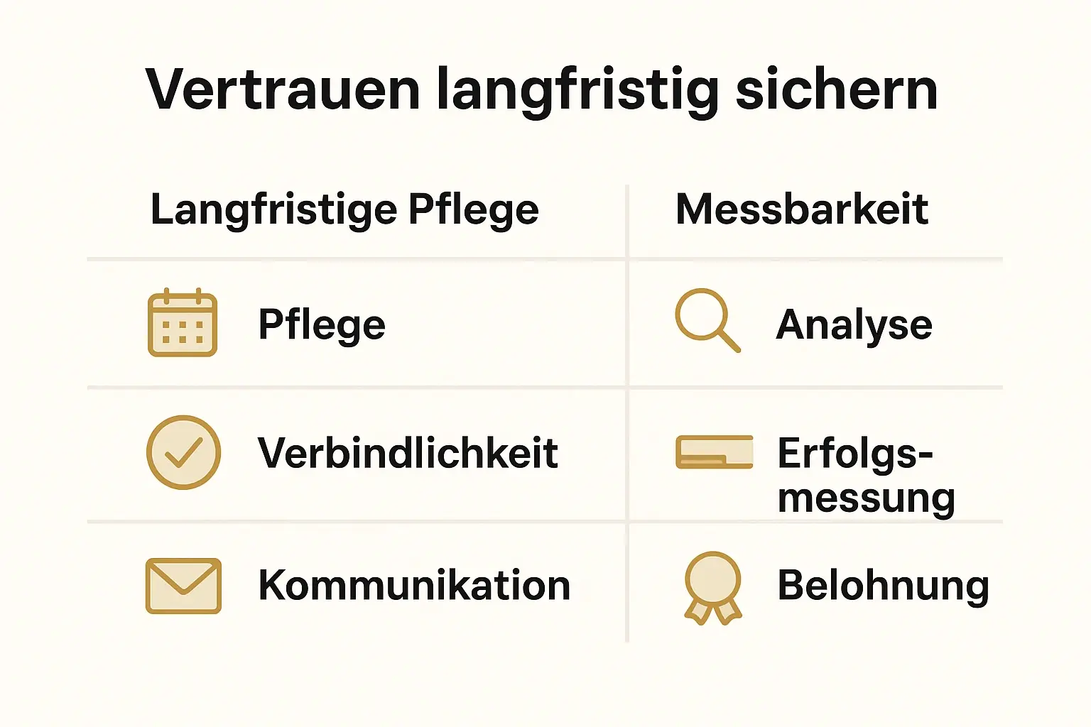 Dieses Bild stellt gegenüber, wie langfristige Pflege und genaue Messung gemeinsam helfen, Vertrauen nachhaltig zu sichern.
