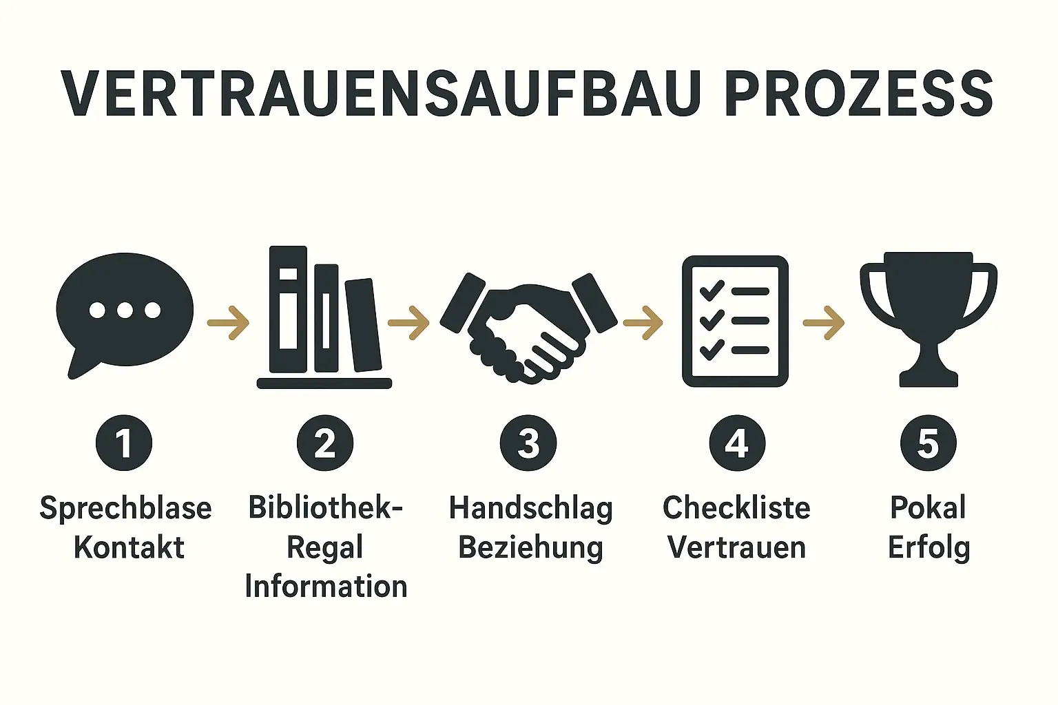 Dieses Bild veranschaulicht die praktischen Schritte im Vertrauensaufbau entlang der Kundenreise mit wichtigen Maßnahmen und Etappen.