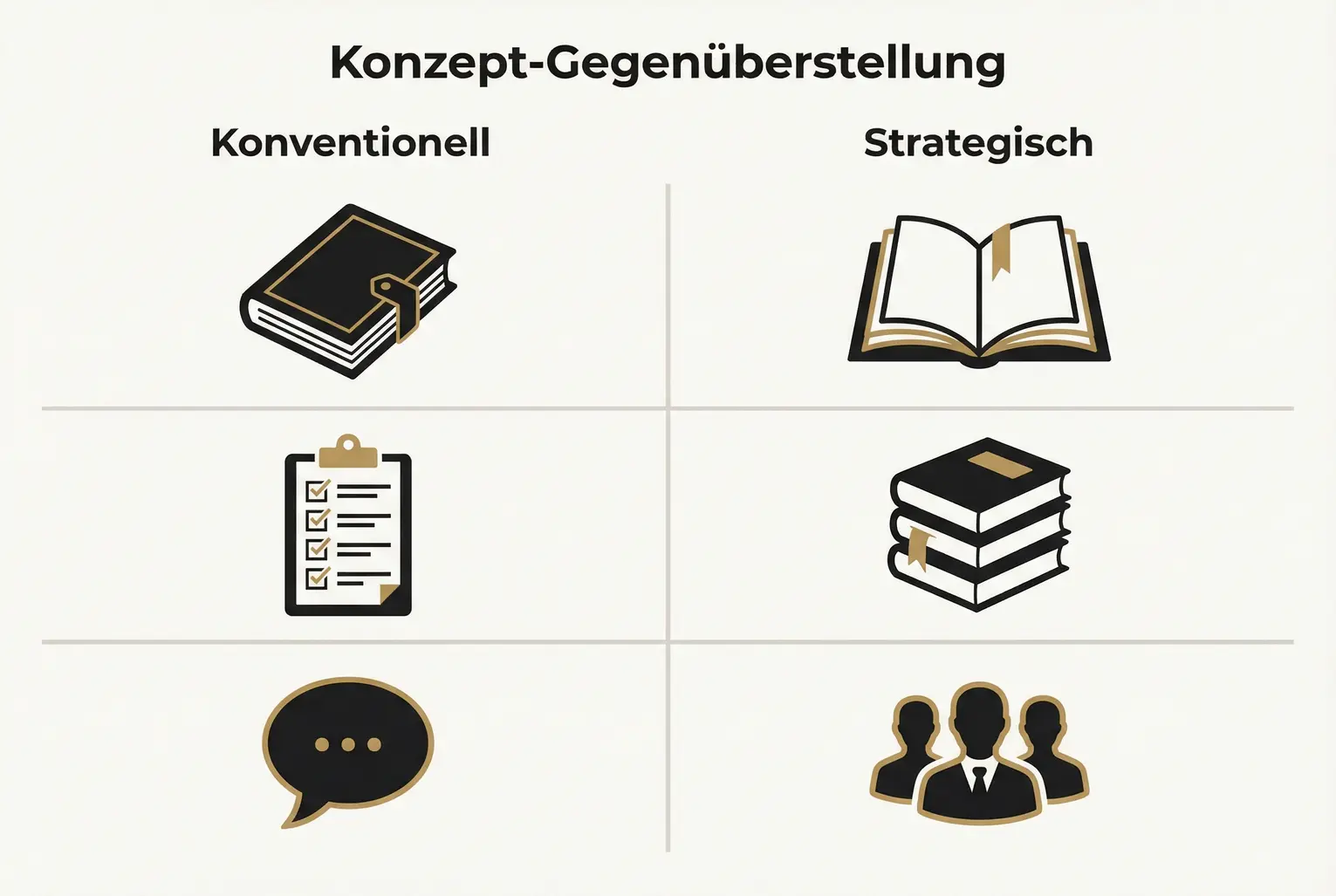 Gegenüberstellung: Konventionelle Ratgeber fokussieren oft den Schreibprozess, während der strategische Ansatz Bücher als systematische Content-Maschine nutzt.