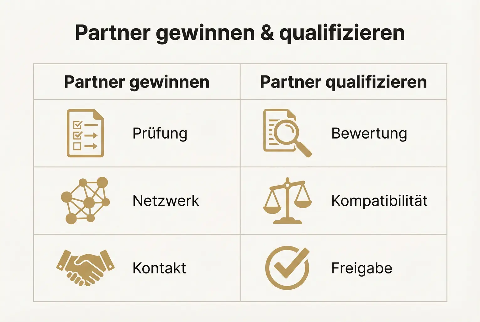 Diese Darstellung vergleicht Methoden zur Gewinnung und Qualifikation von Partnern für strategische Kooperationen und Joint Ventures.
