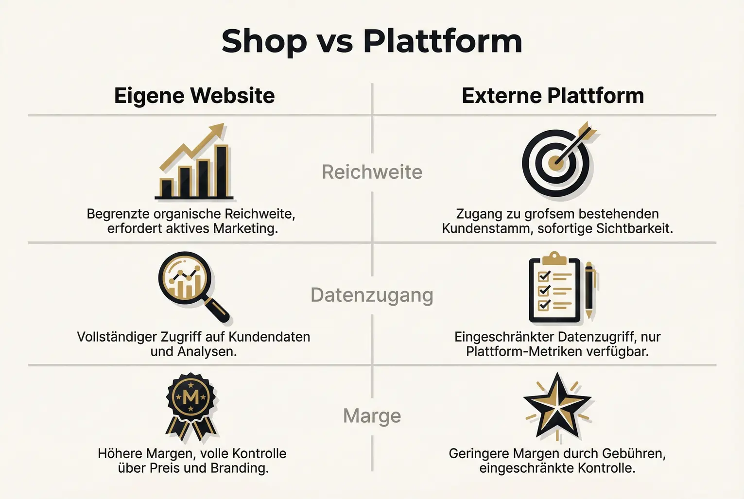 Gegenueberstellung: Warum der Verkauf ueber den eigenen Shop bessere Kontaktdaten und Margen liefern kann – mit klaren Kriterien zum Abwaegen.