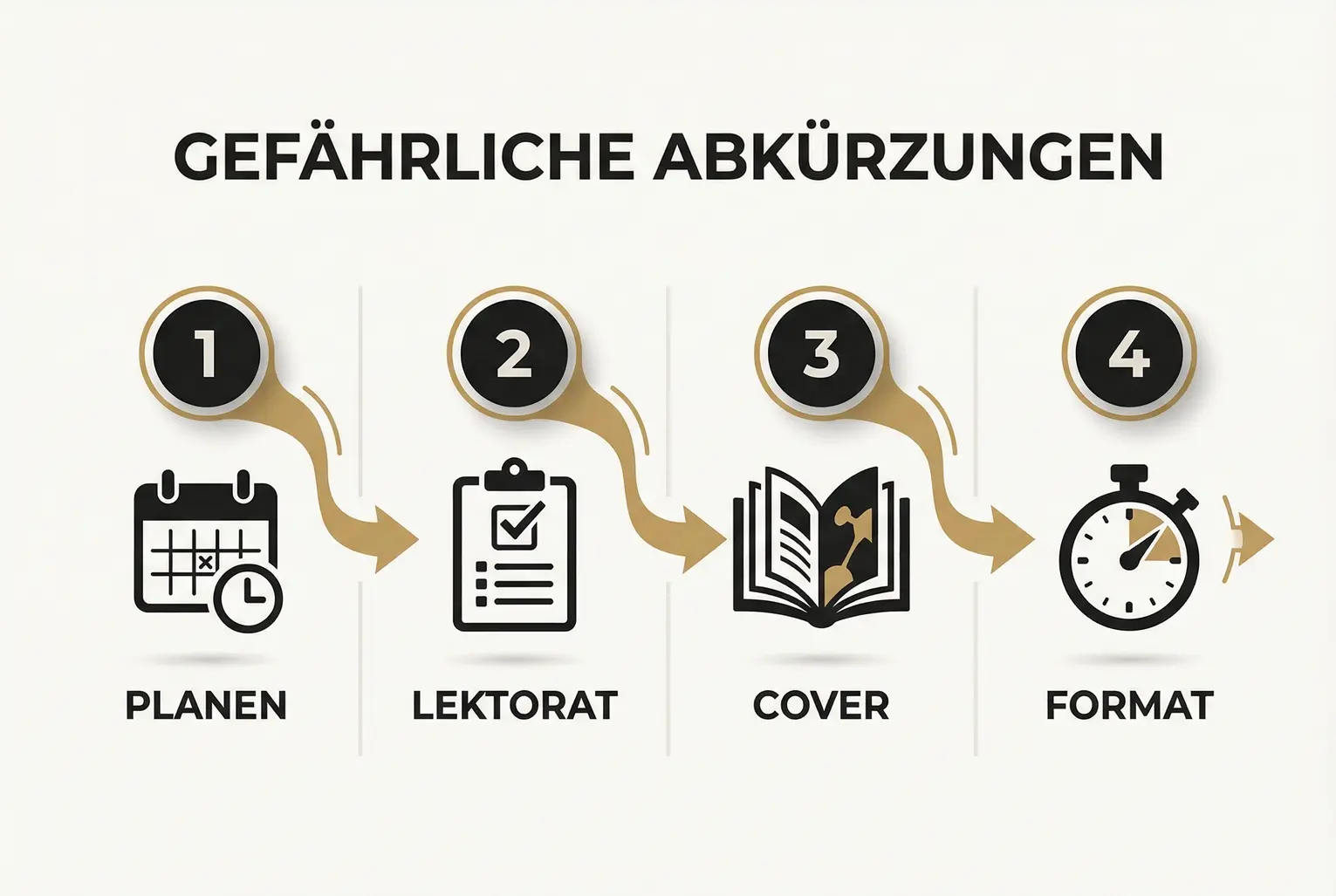 Ein klarer Ablauf mit den vier kritischen Stationen, an denen Zeit- oder Kostendruck am häufigsten zu Abkürzungen und Qualitätseinbußen führt.